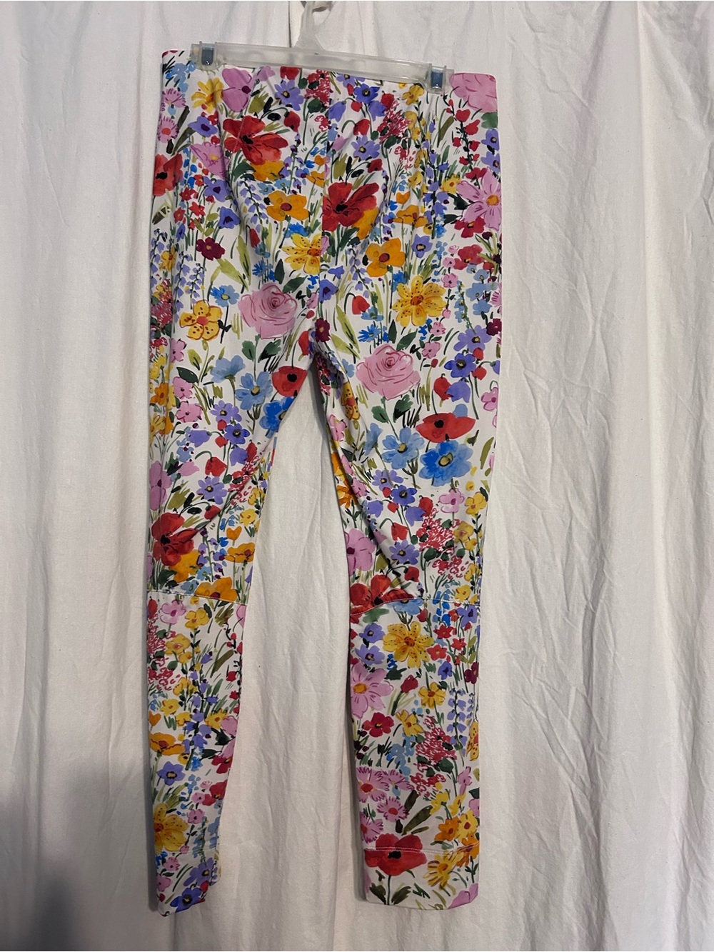 Women’s Floral Print Leggings - White Multi